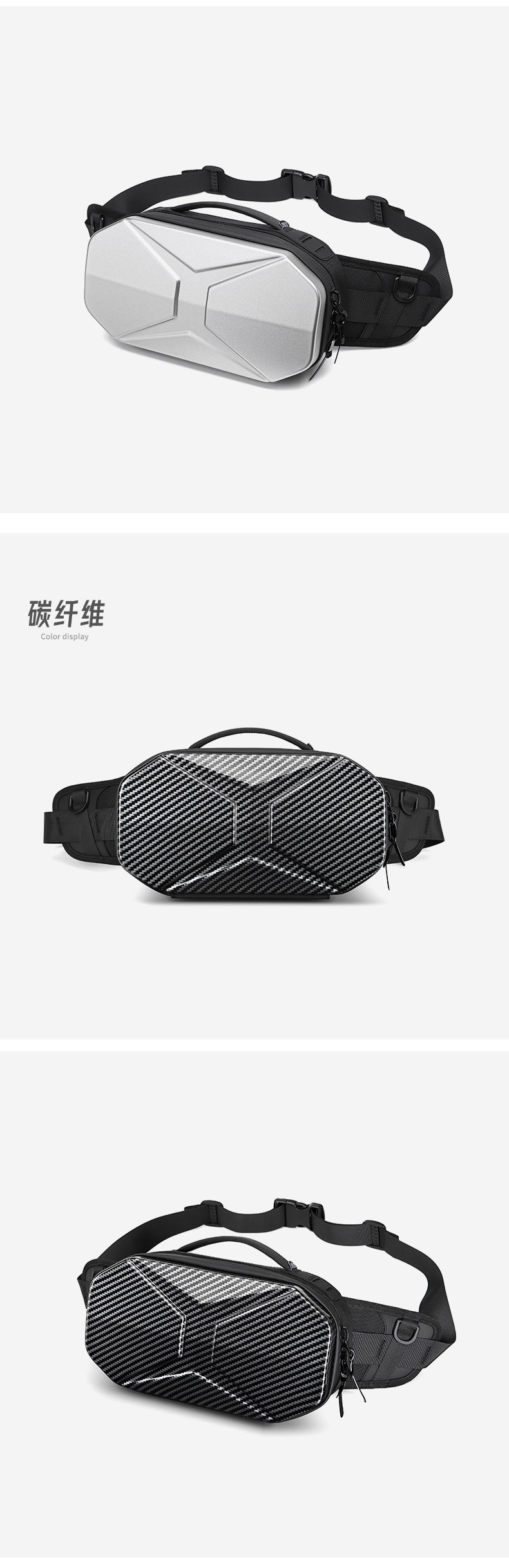 OZUKO Functional Waist Bag for Men PC Hard Shell Chest Bag Waterproof Trendy Sports Crossbody Multifunctional Waist Bag Wholesale