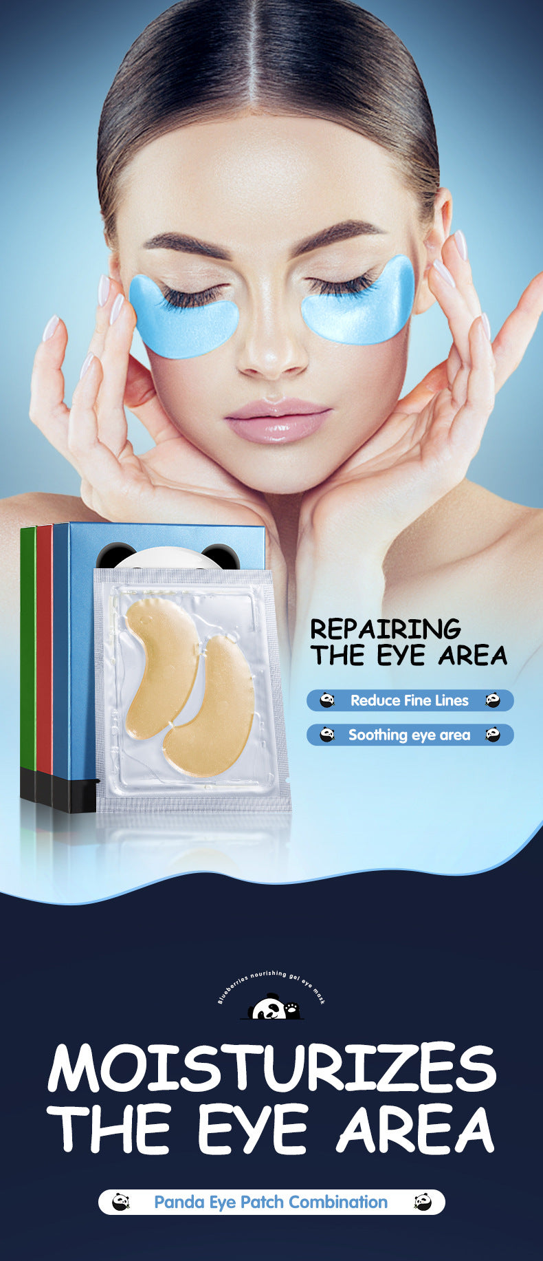 Cross-border Panda Eye Mask Stickers7.9g*7pcs Plant and Fruit Hydrating Moisturizing Eye Mask Wholesale for Foreign Trade