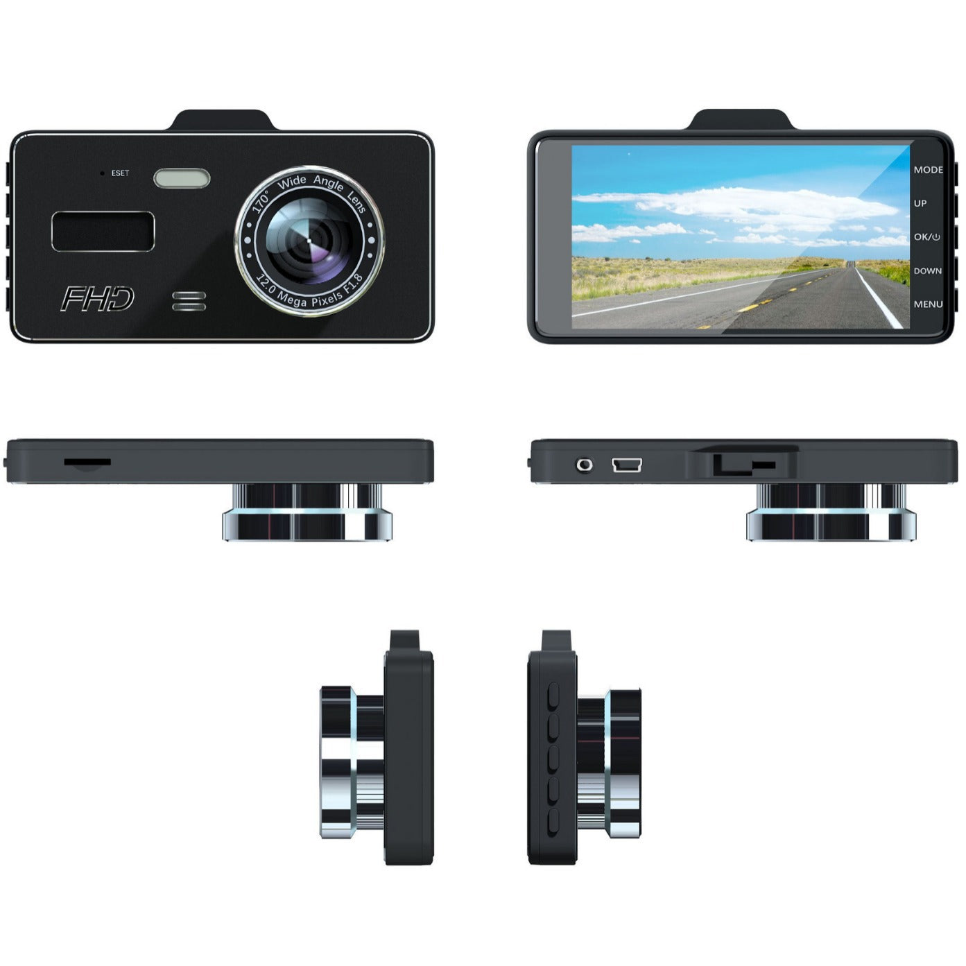 Car HD1080P Touch Screen4Dual Lens Front and Rear Dual Recording Dash Cam with Rear View Camera