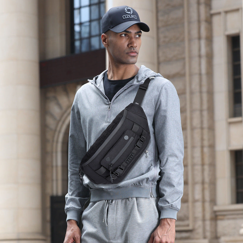 ozuko Tactical Waist Bag Functional Large Capacity Men's Shoulder Bag Outdoor Waterproof Bag Men's Crossbody Bag High-end Feel