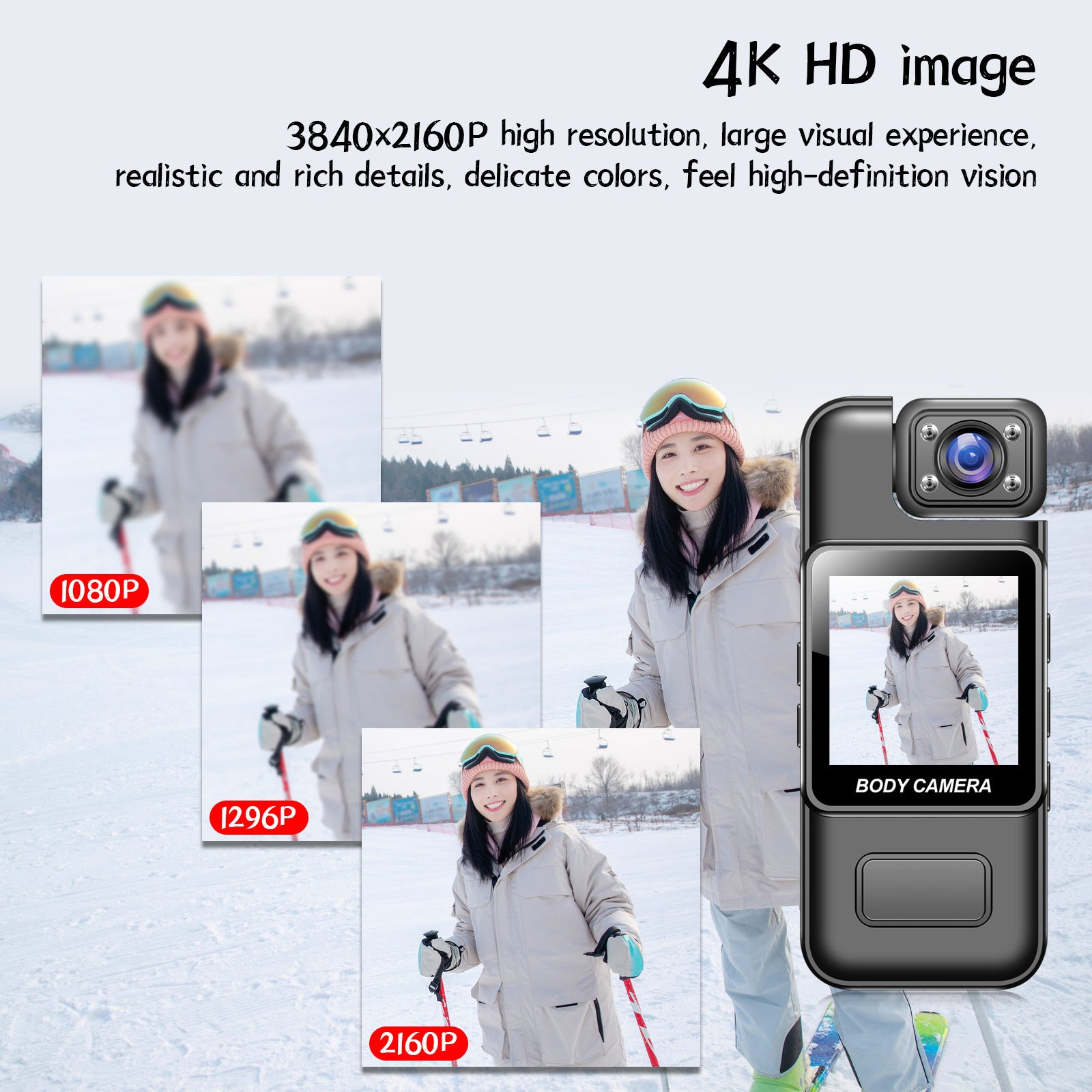 Portable Pocket Camera with Screen, Pocket Camcorder with Back Clip, HD Infrared Night Vision Portable Law Enforcement Camera