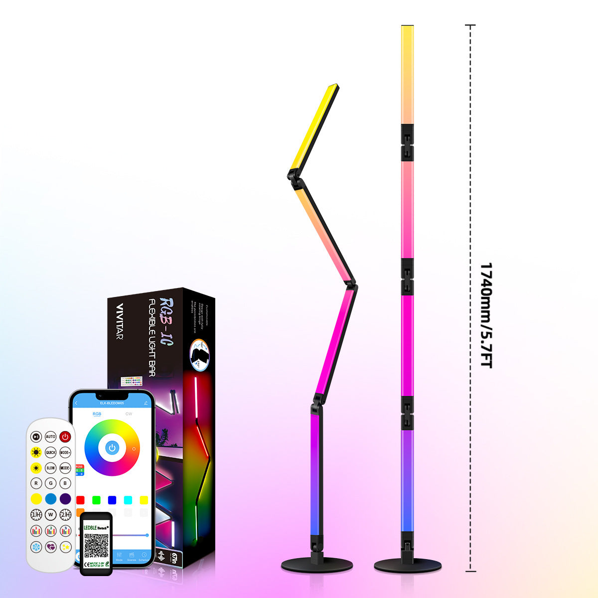Bluetooth Floor Lamp led Floor Lamp RGBCW Atmosphere Light Symphony Floor Lamp Gaming Atmosphere Light Foldable Model