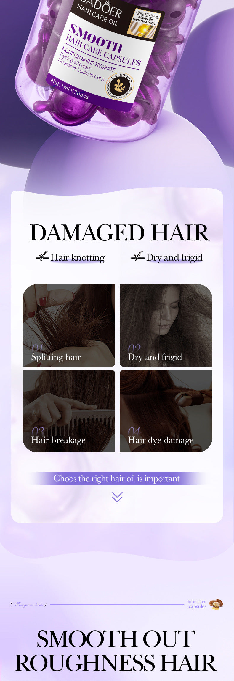 Full English Nut Oil Hair Care Capsules SADOER Improve Frizz Essential Oil Capsule Conditioner  Wholesale