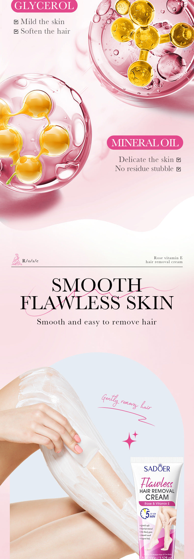 Plant VE Depilatory cream100g SADOER Smooth and Gentle Underarm Hair Removal Cream Cross-Border Wholesale