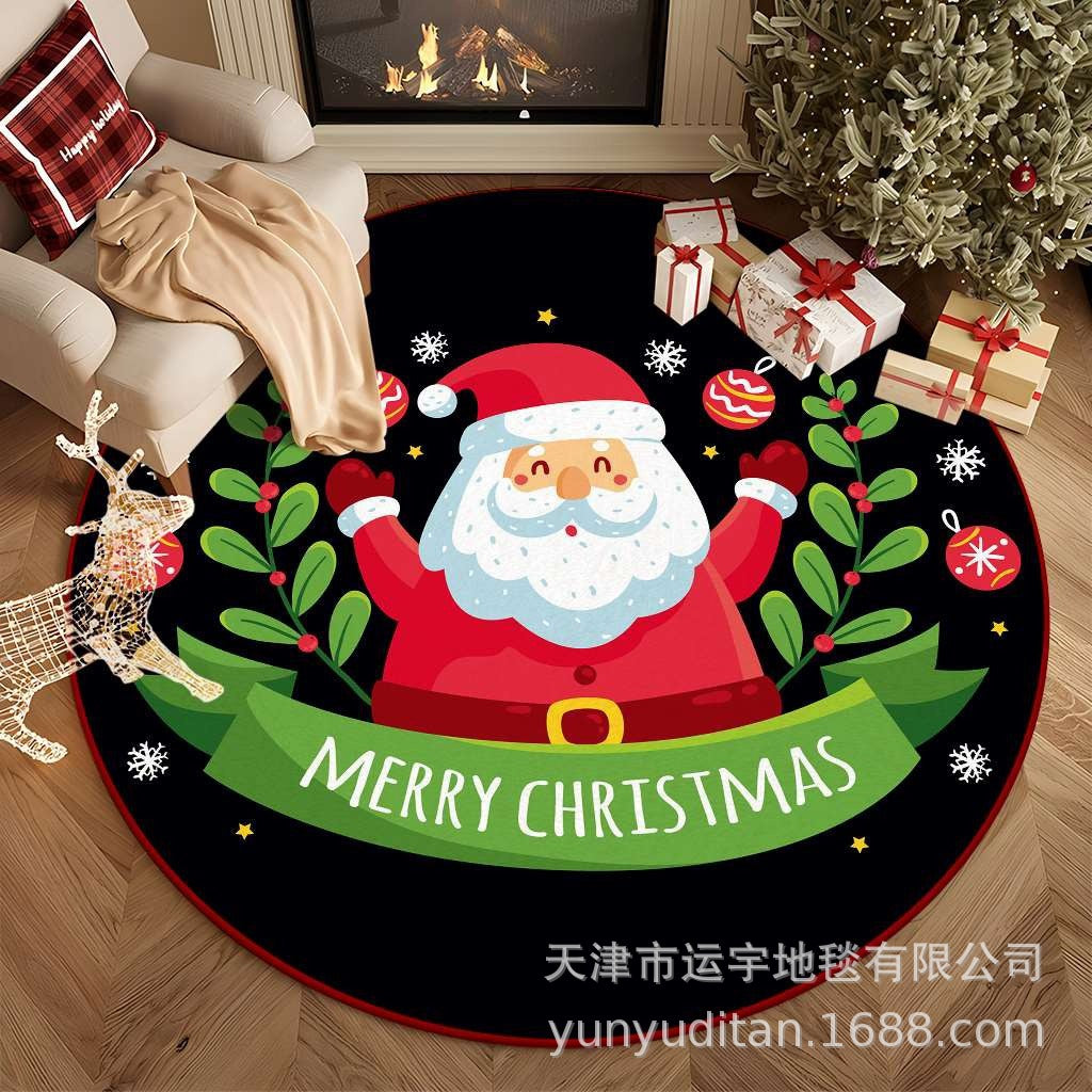 Christmas Carpet Round Living Room Mat Christmas Decoration Atmosphere Mat Christmas Tree Mat Labeling and Shipping