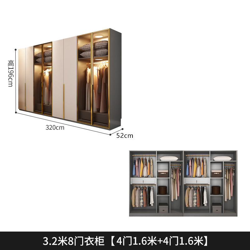 Light Luxury Glass Door Wardrobe Modern Home Bedroom Cloakroom Custom Processing Assembly Wardrobe Storage Large Wardrobe