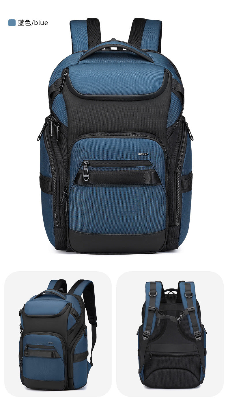 OZUKO Business Backpack Men's Computer Backpack Waterproof Large Capacity Commuting Simple High-end School Bag
