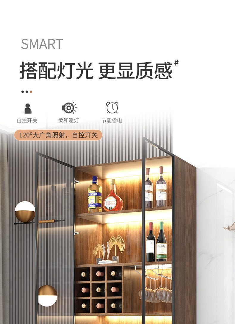 Glass Wine Cabinet for Living Room, Wall-Mounted, Modern Minimalist, Light Luxury, Double-Door Wine Cabinet, Home Dining Side Cabinet, High-End Display Storage Cabinet