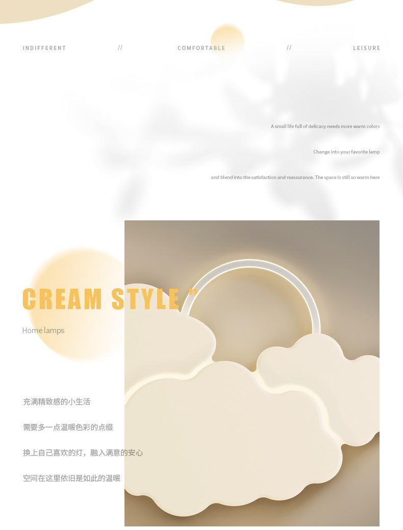 Full Spectrum Living Room Lamp Simple Modern Zhongshan Lighting Elegant Cream Style High-End Cloud Ceiling Lamp Set