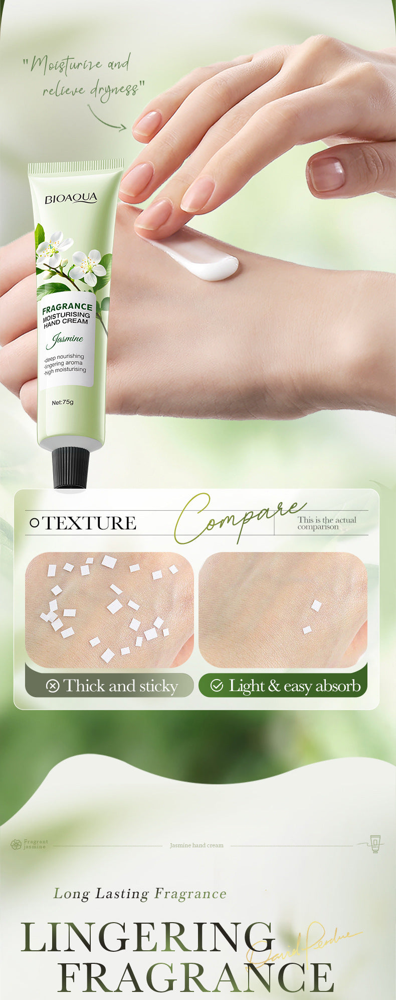 Flower Moisturizing Hand Cream BIOAOUA Autumn and Winter Sakura Moisturizing Hand Cream Cross-Border Foreign Trade Wholesale