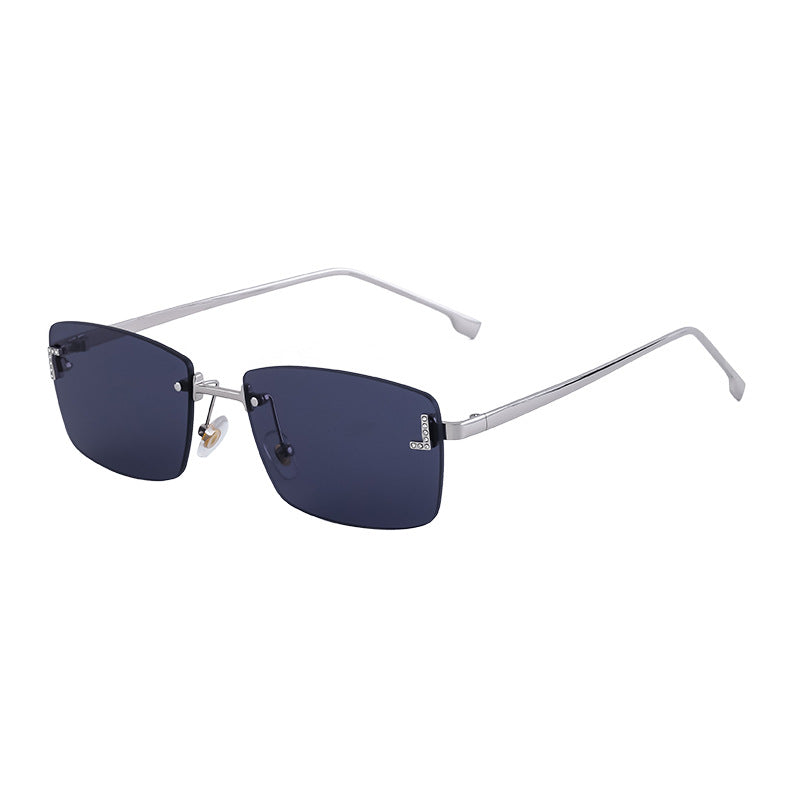 【Customization】European and American Frameless Cut Edge Sunglasses with Rhinestones Square Frame Sunglasses for Women sunglasses