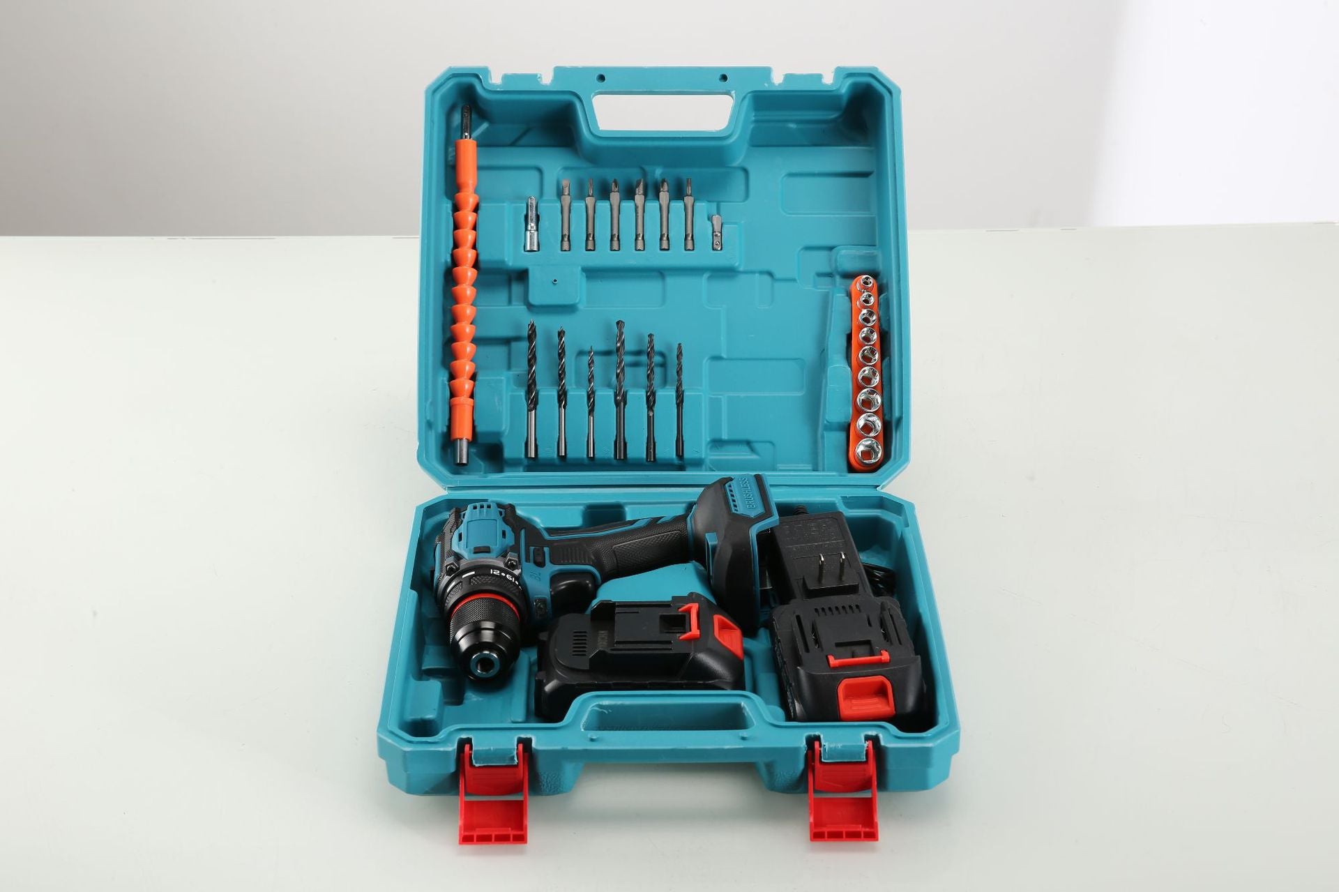 Factory Wholesale New Model21V Two-Speed Lithium Electric Drill Rechargeable High-Power Hand Drill with Accessories Plastic Box Impact Drill