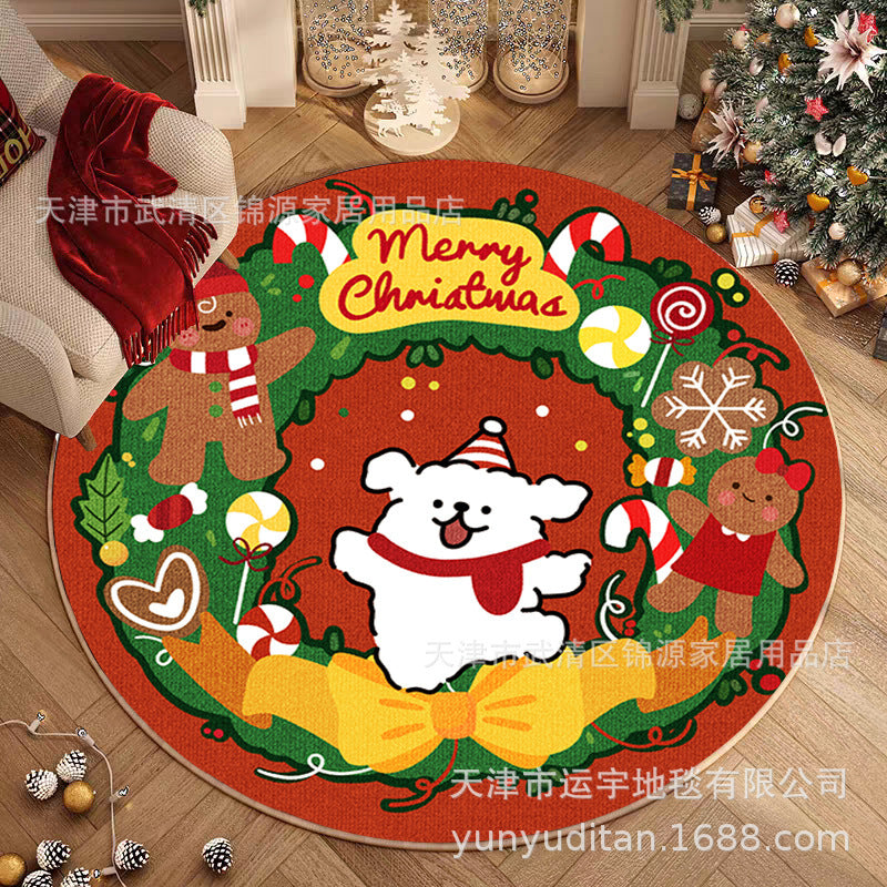 Christmas Carpet Round Living Room Mat Christmas Decoration Atmosphere Mat Christmas Tree Mat Labeling and Shipping