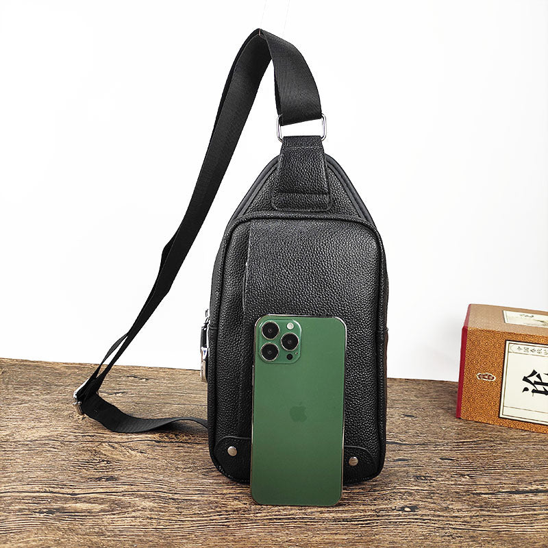 Anti-theft Genuine Leather Men's Chest Bag High-end Multi-functional Password Lock Casual Fashion Top Layer Cowhide Crossbody Bag Backpack