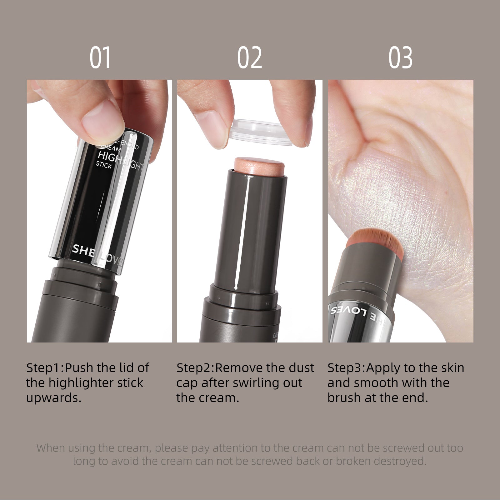 Exclusive Supply sheloves Double-ended Highlight Stick European and American Makeup Pearlescent Fine Flash Brightening Water Light Cream Highlight