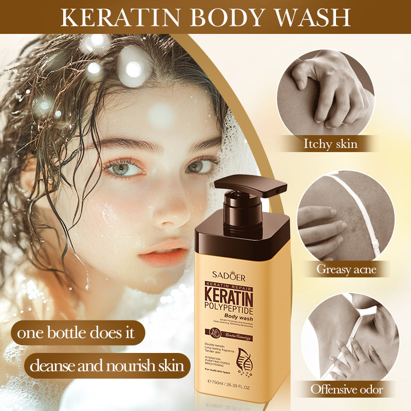Keratin Peptide Rejuvenating Shower Gel SADOER Moisturizing and cleansing body wash cross-border wholesale