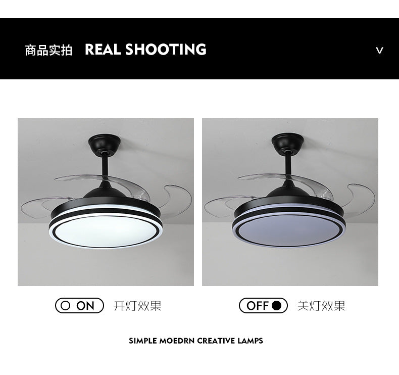 Invisible Fan Light Nordic Ceiling Fan Light High Wind Power Living Room Dining Room Bedroom Ceiling Mounted Variable Frequency Electric Fan Ceiling Light Integrated