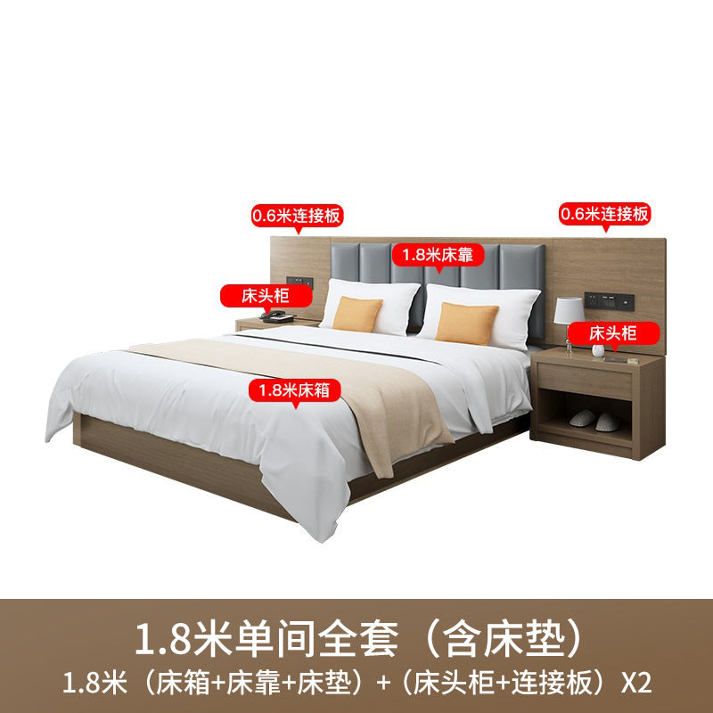 Hotel Bed Hotel Furniture Standard Room Full Set B&B Express Hotel Apartment Single and Double Bed B&B Guest Room Special Bed