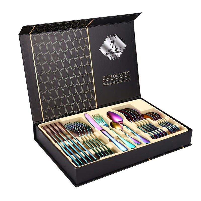 1010Stainless Steel Tableware Hotel Restaurant Knife Fork Spoon Set Western Steak Knife Fork24Set