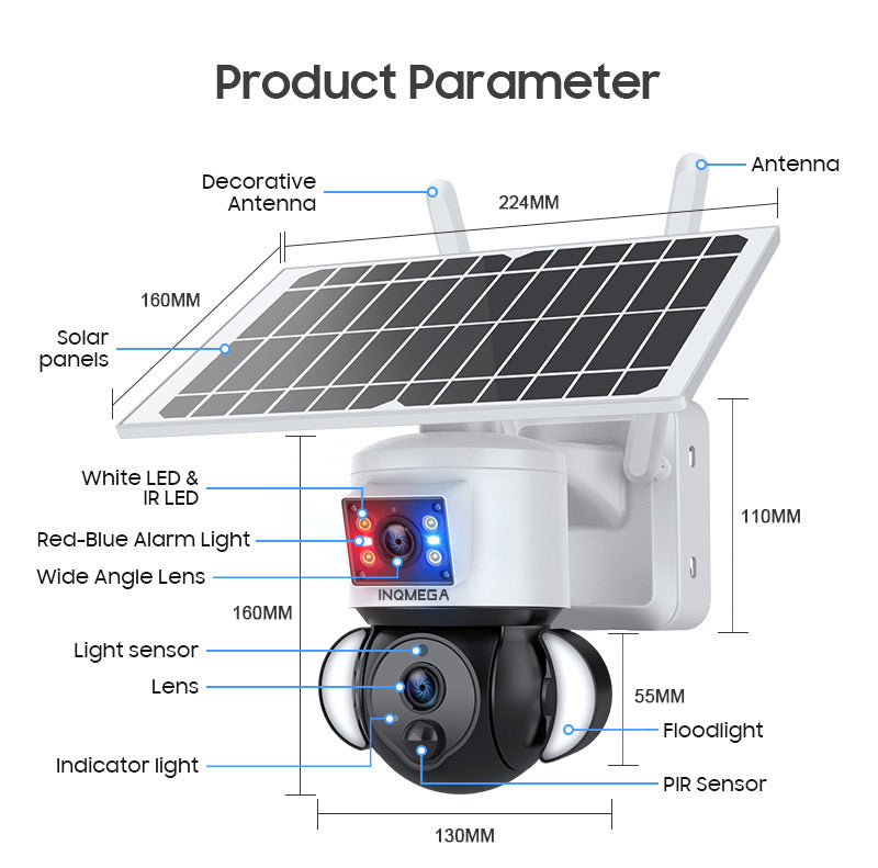 Private Model4G Solar-powered Camera600Wan Camera HD Outdoor Wireless WiFi Infrared Monitoring