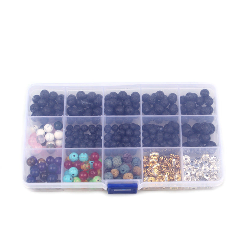 Colorful Handmade Beaded Bracelet Volcanic Stone White Loose Beads Boxed Spacer Material Accessories Natural Stone DIY Accessories