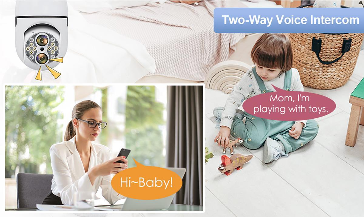 Binocular Bulb Surveillance Camera Zoom Lamp Head Surveillance Camera Full Color Night Vision Smart Lamp Head