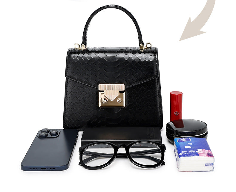 Snake Pattern Kelly Bag Niche Versatile Handbag High-Quality Fashion Women's Bag Light Luxury Single Shoulder Crossbody Women's Bag