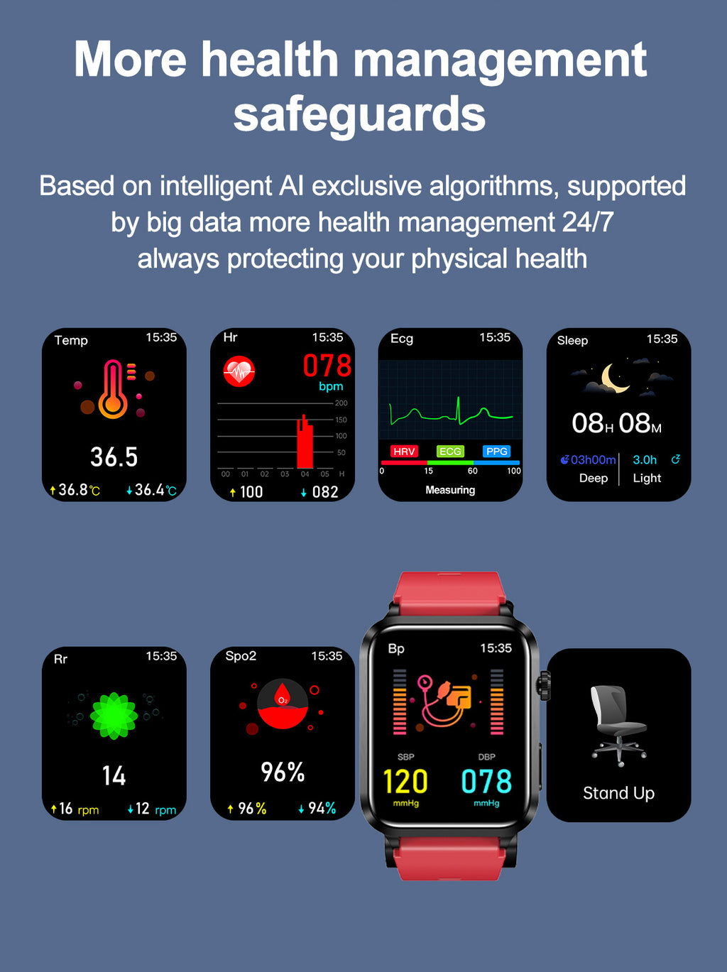 New S11Air Pump Type Precision Blood Pressure Smart Health Watch ECG Uric Acid Blood Lipid Monitoring Smart Watch