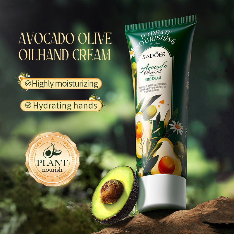 Cross-border Avocado Nourishing Hand Cream80g Olive Oil Hydrating Moisturizing Hand Cream Export Manufacturer Wholesale