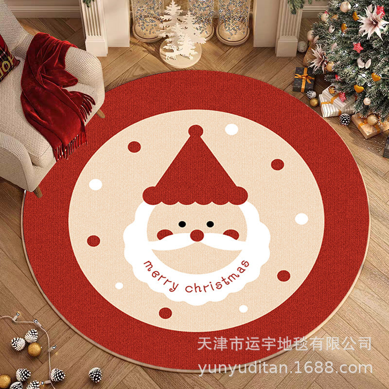 Christmas Carpet Round Living Room Mat Christmas Decoration Atmosphere Mat Christmas Tree Mat Labeling and Shipping