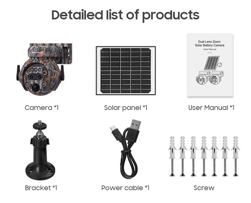 Camouflage122x Zoom Solar Camera Outdoor Forest4G Binocular HD AI Full Color Night Vision Surveillance