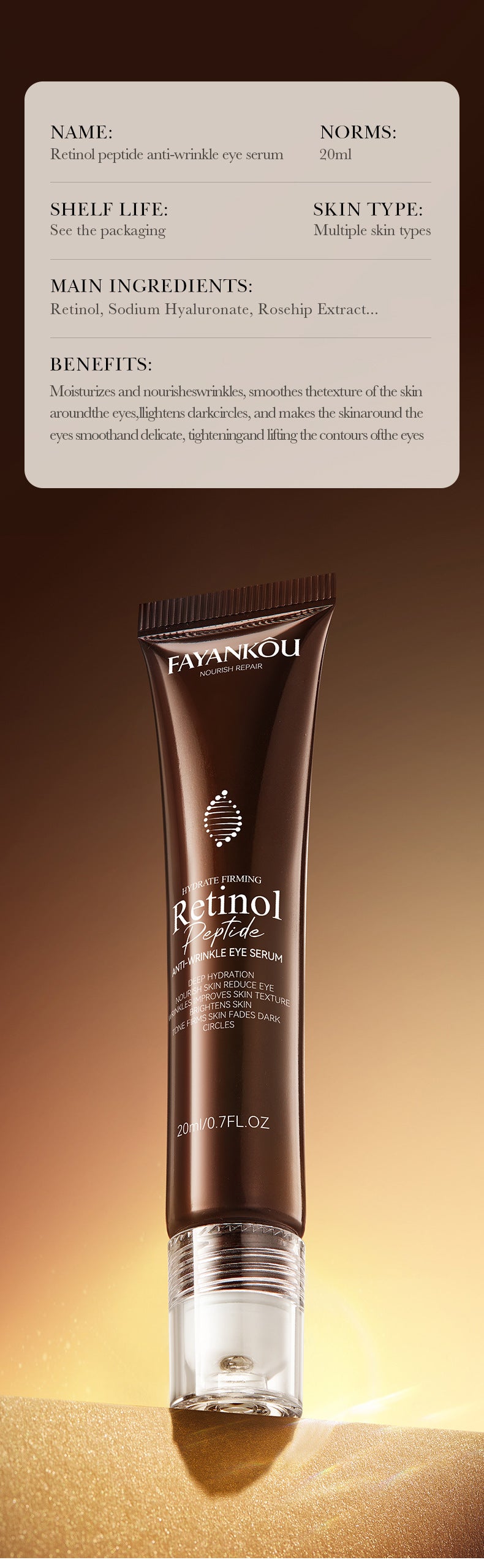 Full English Retinol Peptide Skincare Series  FAYANKOU Amino Acid Facial Cleanser  Wholesale