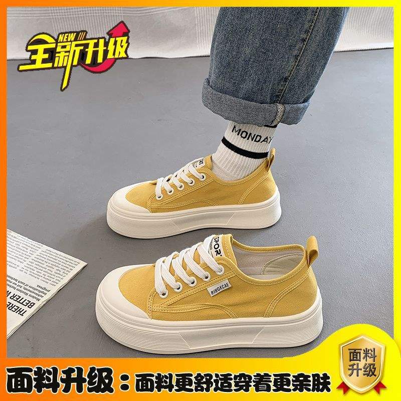 Women's Platform Canvas Shoes2025Summer New Breathable Versatile Casual Thin Height-Increasing White Sneakers