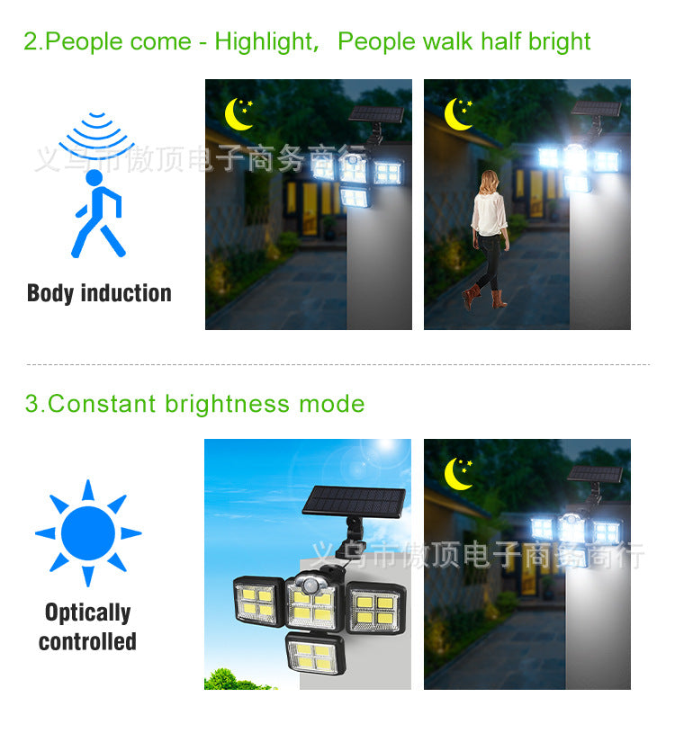 New Solar Wall Light Split Body Sensor Street Light Remote Control Garden Light LED Waterproof Garden Light