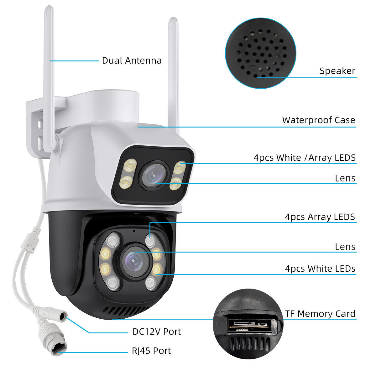 ICSEE Xiongmai Binocular Outdoor Camera Dual Screen Dome Camera WiFi Outdoor surveillance camera waterproof for outdoor use