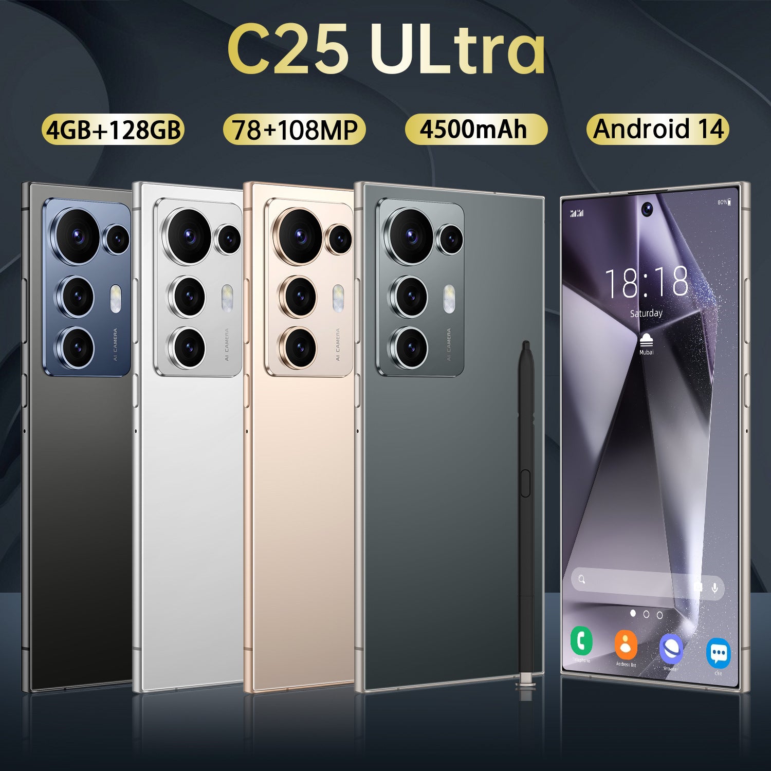Exclusive Supply C25 Ultra Smartphone7.3Large Screen4+128Android Phone Source Factory AliExpress