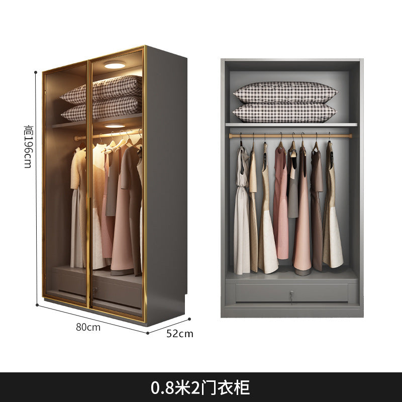 Light Luxury Glass Door Wardrobe Modern Home Bedroom Cloakroom Custom Processing Assembly Wardrobe Storage Large Wardrobe