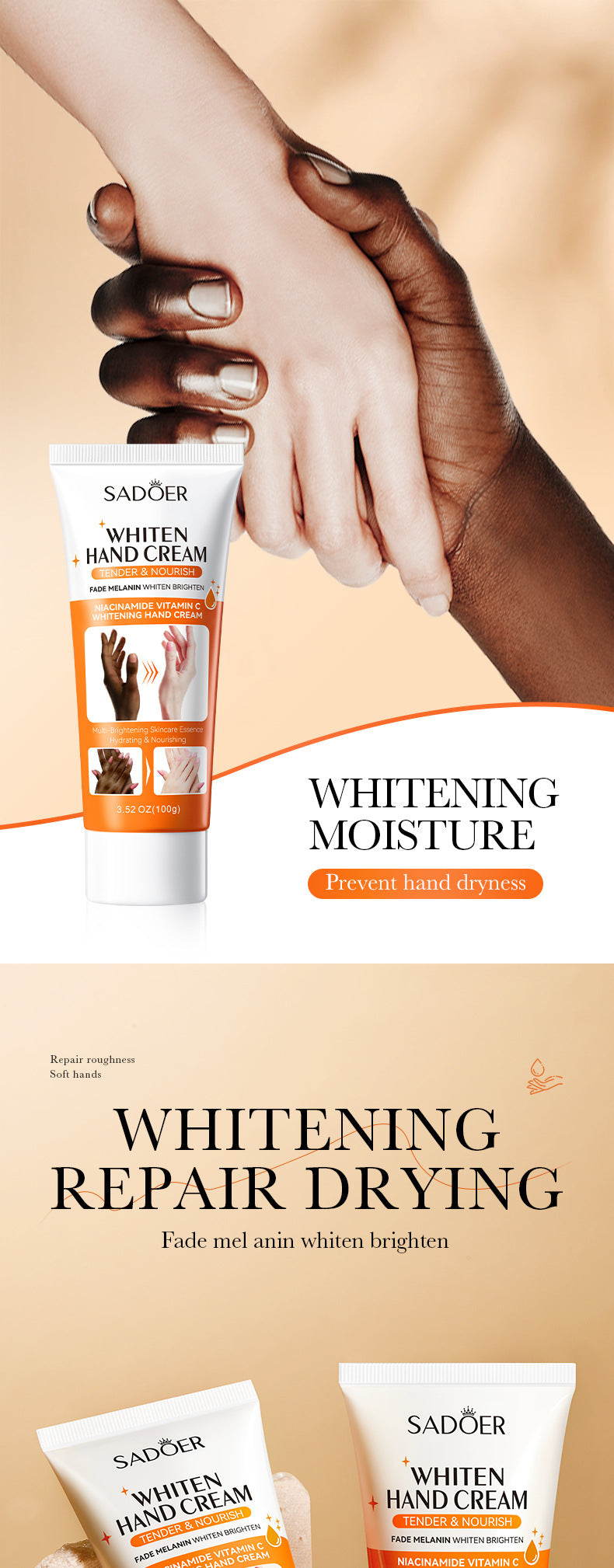 Full English Whitening Hand Cream100gSADOER Hydrating and Moisturizing Anti-Cracking Autumn and Winter Hand Cream  Wholesale