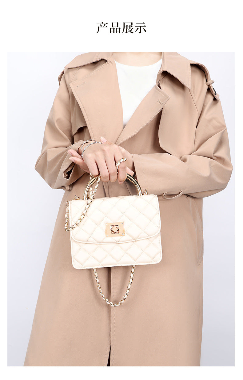 European and American Style Small Square Bag New Diamond Embroidery Women's Bag Niche Versatile Fashion Chain Crossbody Women's Bag Single Shoulder Small Square Bag