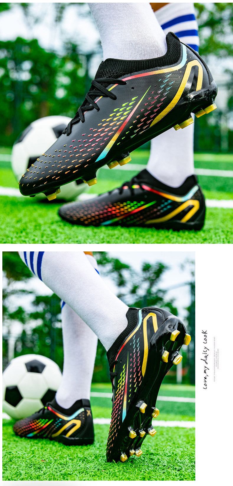 New Style Spike Soccer Shoes for Men, Students, Adults, Grass Training Long Spike Non-Slip Professional Competition Football Shoes
