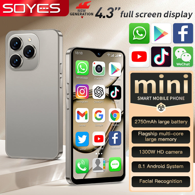 XS18promax All Netcom4G Mini Mobile Phone4.3Inch Water Drop Screen Ultra Small Foreign Language