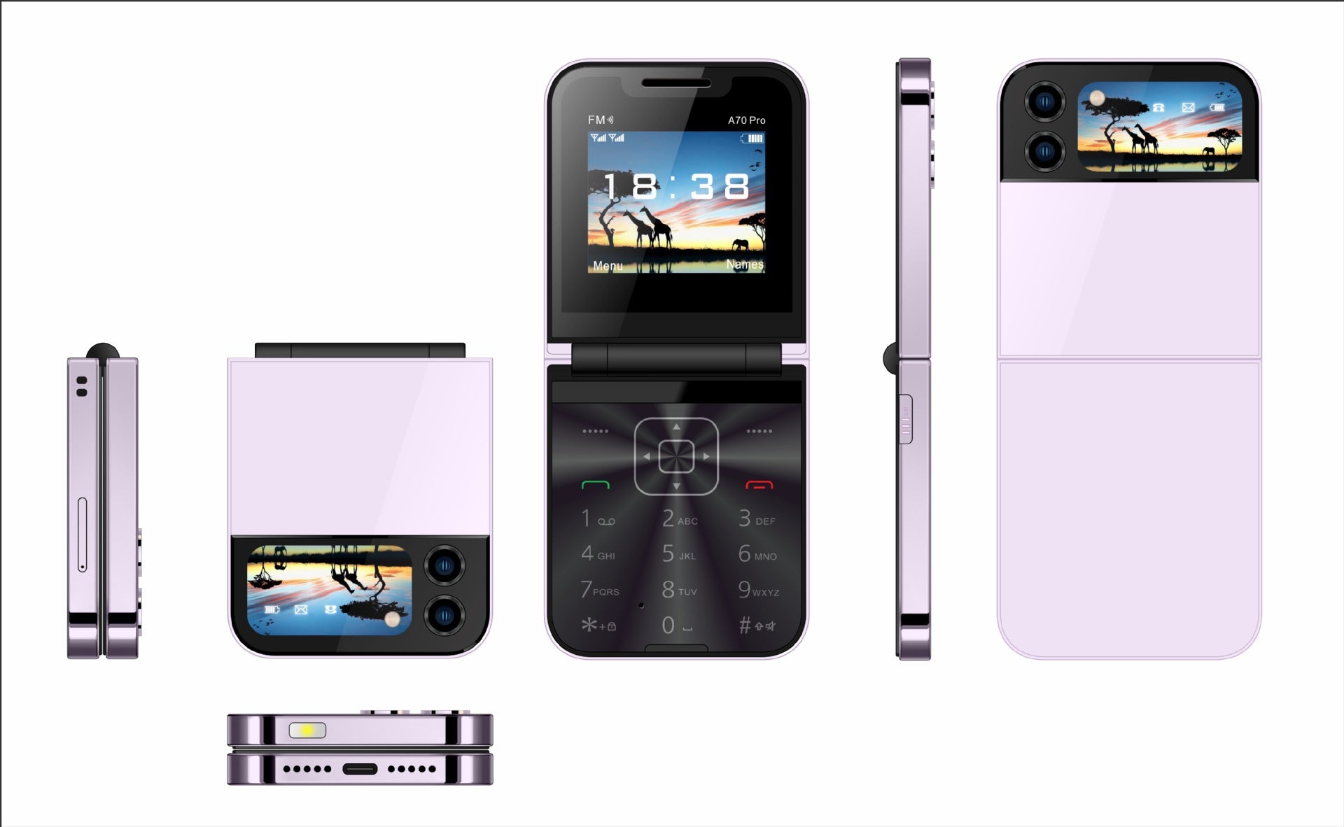 A70pro Flip phone non-smart small phone folding button2G Universal Mini Phone for Foreign Languages