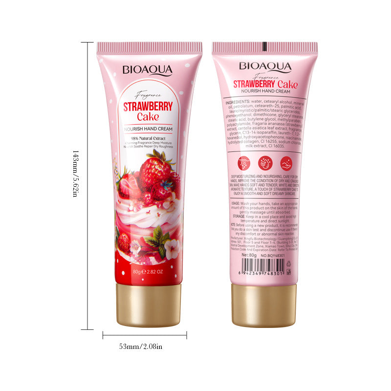 Full English Strawberry Cake Nourishing Hand Cream BIOAOUA Autumn and winter moisturizing hand cream  foreign trade wholesale
