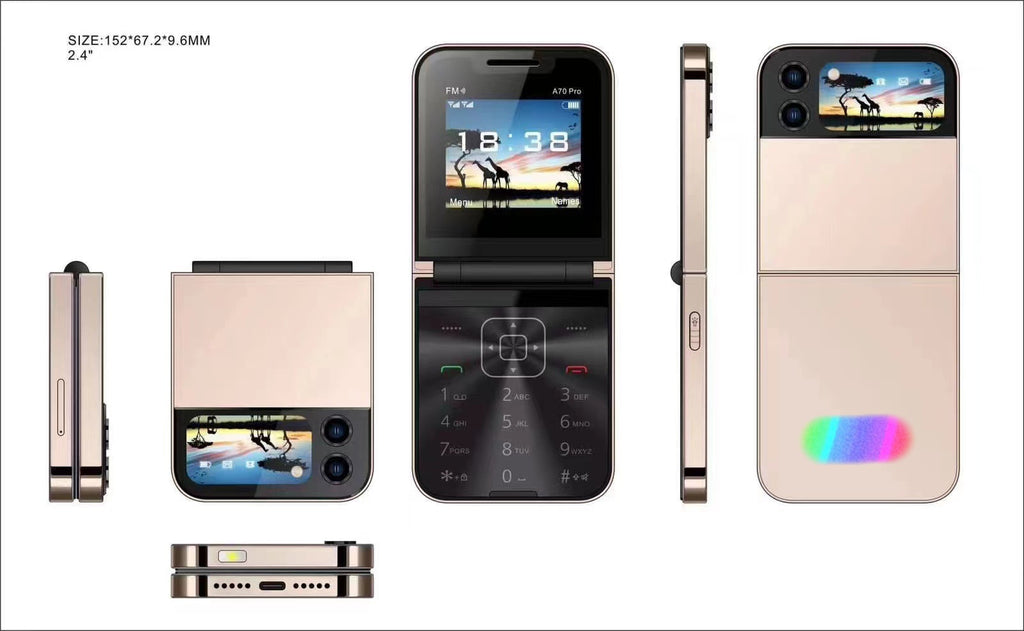 A70pro Flip phone non-smart small phone folding button2G Universal Mini Phone for Foreign Languages