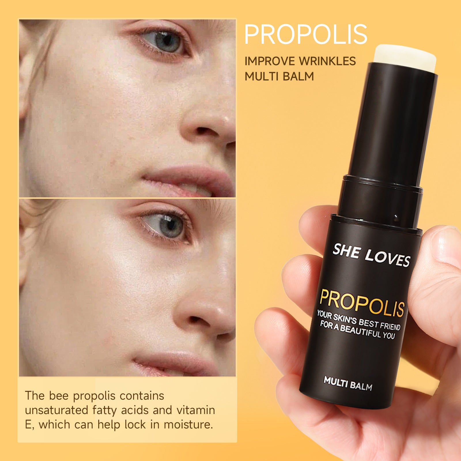 SHELOVES Propolis Anti-Wrinkle Essence Stick, Wrinkle-Reducing Stick, Neck Wrinkle, Eye Area Wrinkle Smoothing, Moisturizing, Skin Rejuvenation, Hydrating Stick