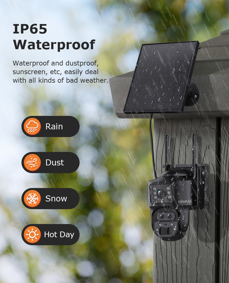 Outdoor4G Wireless HD Three Lens Solar Camera600Wan Remote Early Warning Fish Pond15Camera