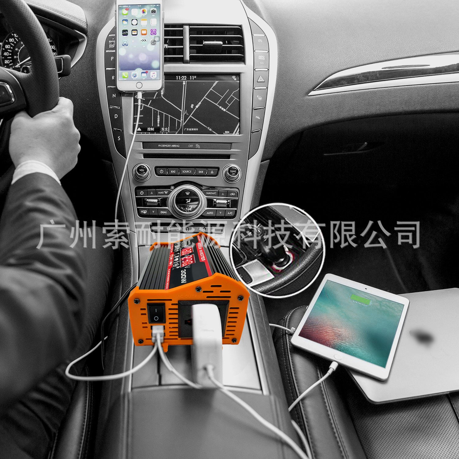 12V Car Inverter300W Turn110V 220V Double USB With voltage display car inverter
