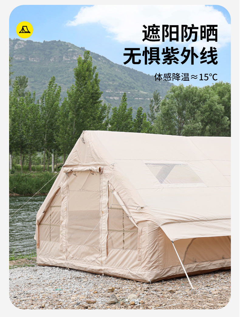6㎡Camp Single Layer Inflatable Tent Outdoor Camping Rainproof Family Camping3-4Rooftop Tent for Camping and Home Use