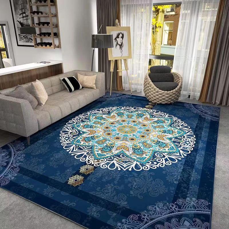Bohemian Style Crystal Velvet Carpet Wear-Resistant and Dirt-Resistant Bedroom Non-Slip Bedside Rug Home Living Room Sofa Coffee Table Rug