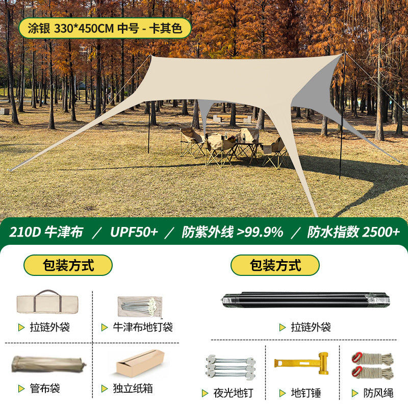 Swallowtail Canopy Black Glue Sunshade Tent Outdoor Sunshade Shelter No Setup Camping Gear Butterfly Canopy